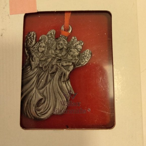 Wallace silversmiths 3 angels pewter mini Christmas Ornament New in box - Picture 3 of 6